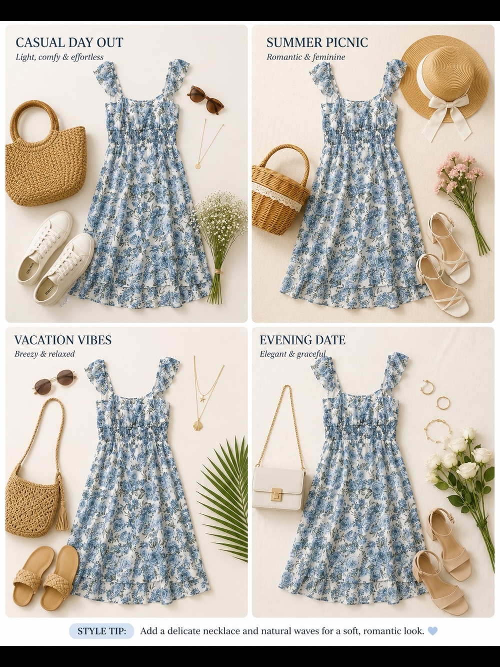 No Boundaries White & Blue Floral Hi-Low Dress | NWT | Juniors XL (15-17)